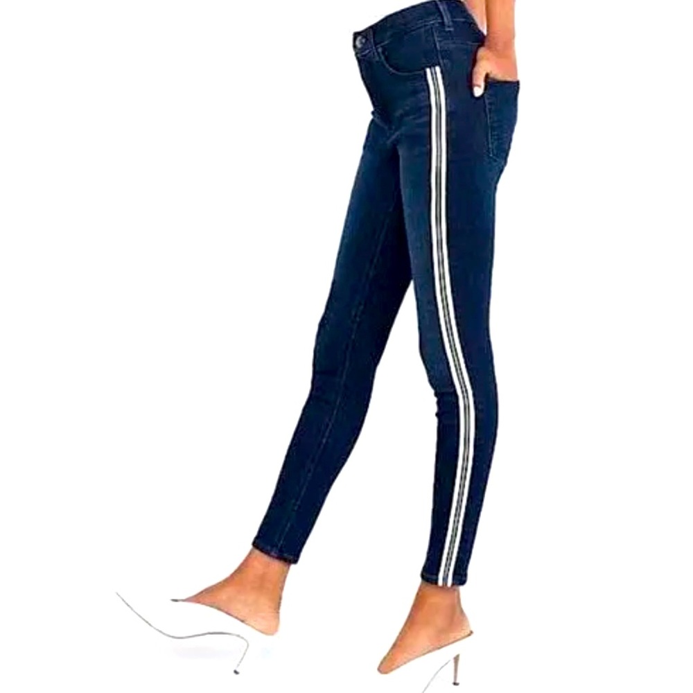 Express Ankle High Rise Stretch Side Stripe Jeans